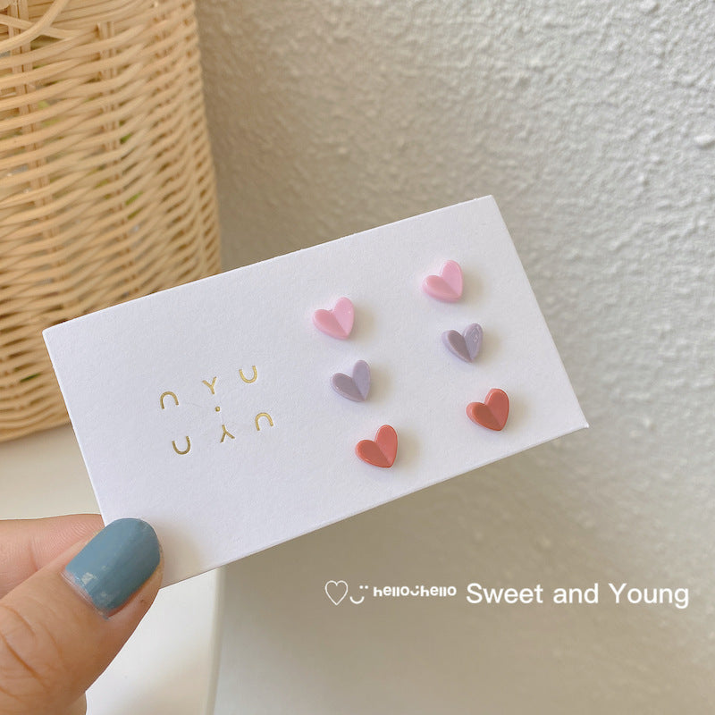 Ceramic Three-dimensional Colored Loving Heart Sweet Cute Earrings