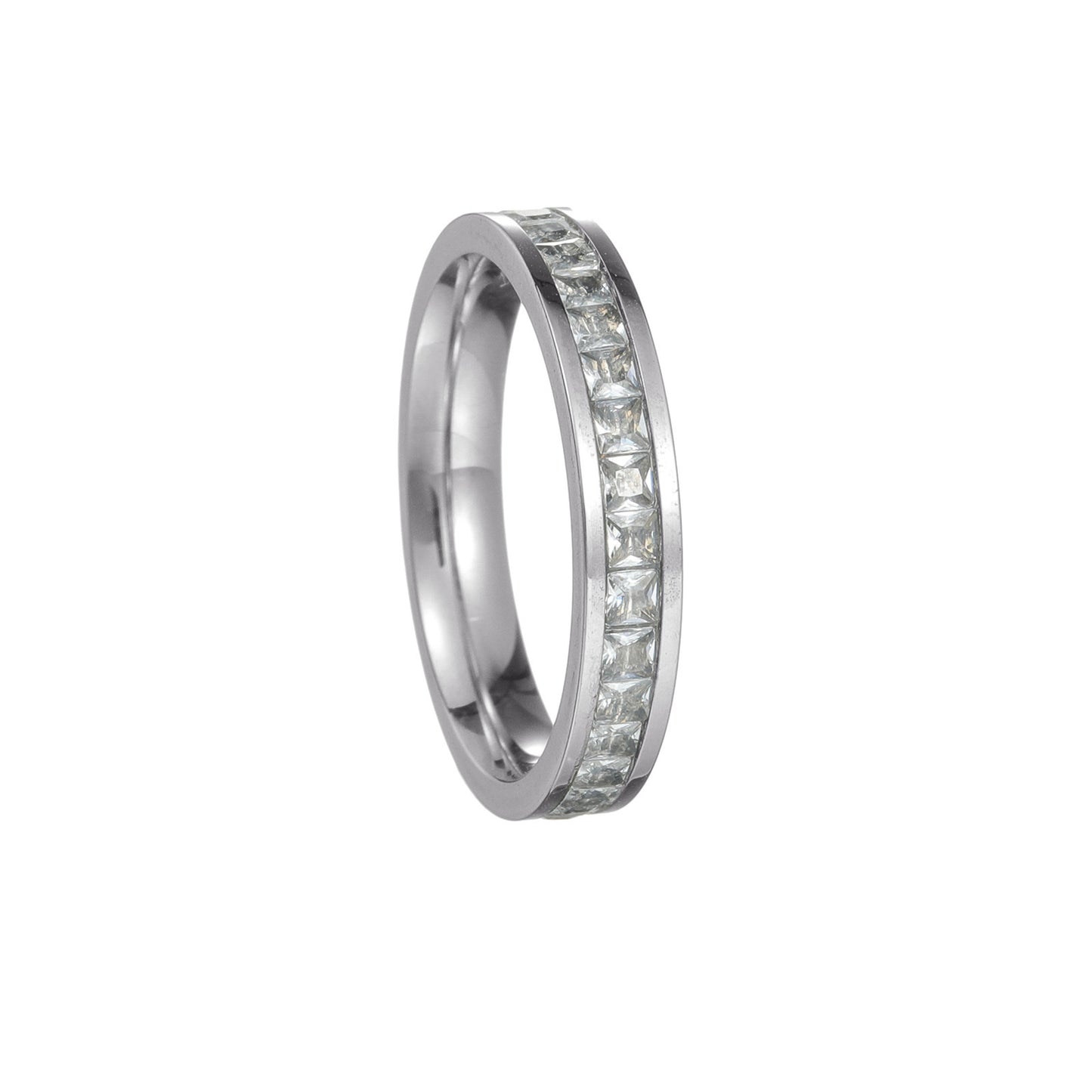 Square Diamond Zircon Titanium Steel Starry Rose Gold Popular Rings