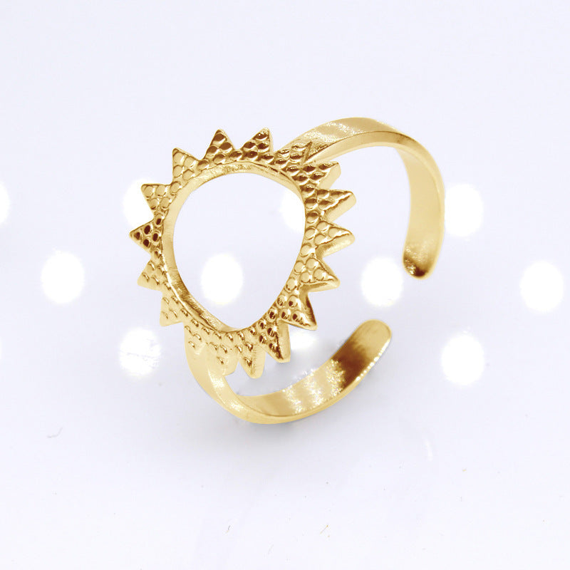 Women's & Men's Open Ornament Shaped Adjustable Stainless Steel Rings