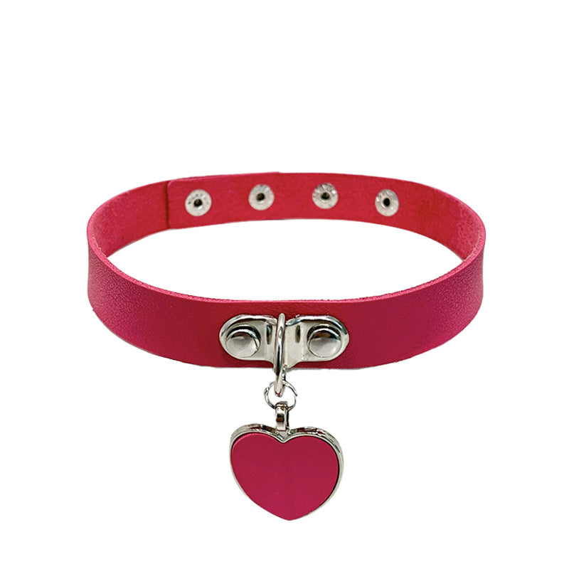 Comfortable Rock Punk Love Heart Leather Collar