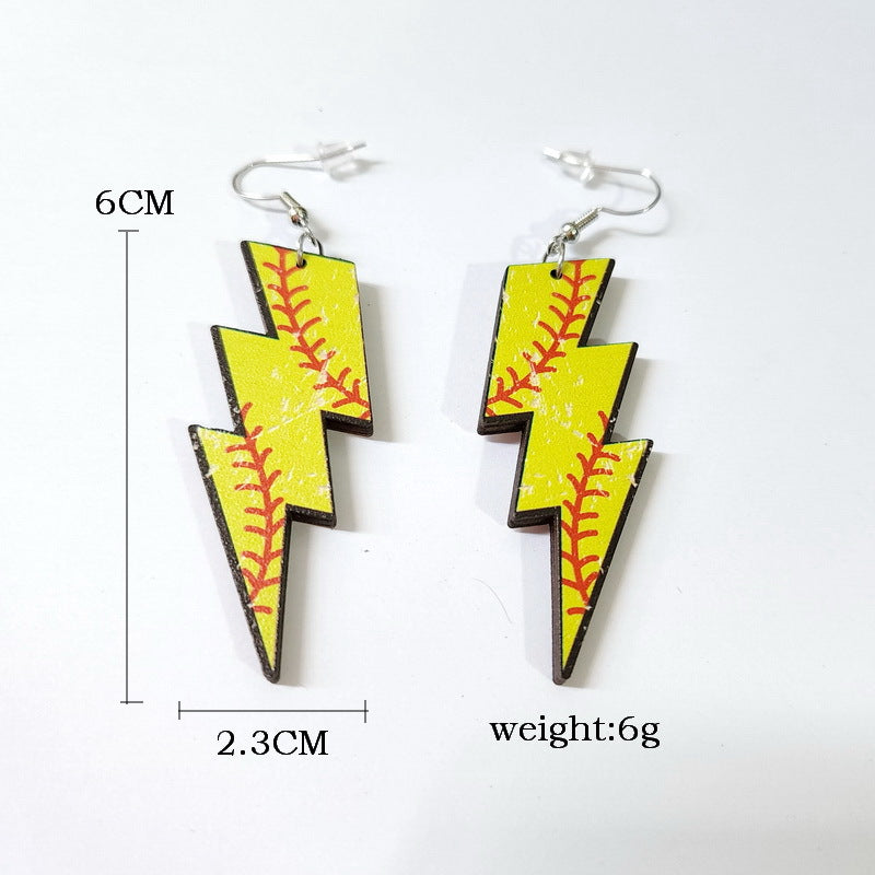 Super Bowl Sports Wood Wooden Ball Earrings
