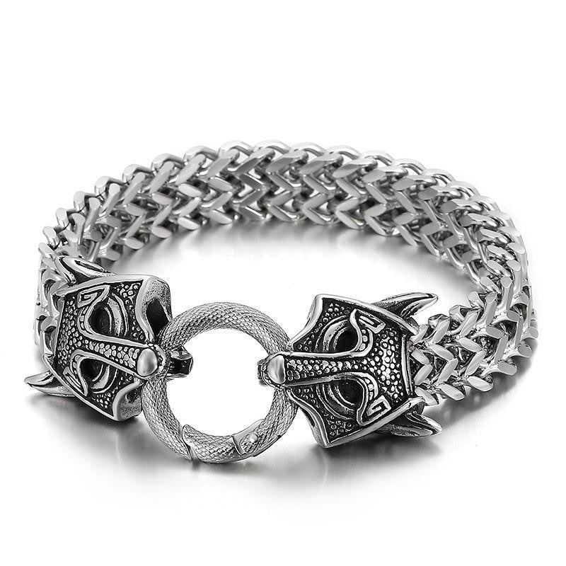 Men's Stainless Steel Wolf Head Chain Retro Bracelets
