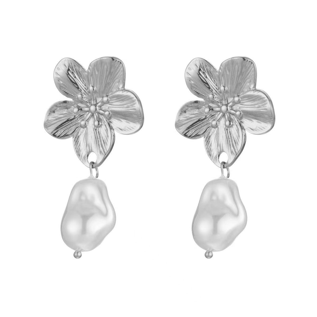Vintage Golden Flower Pearl Creative Simple Earrings