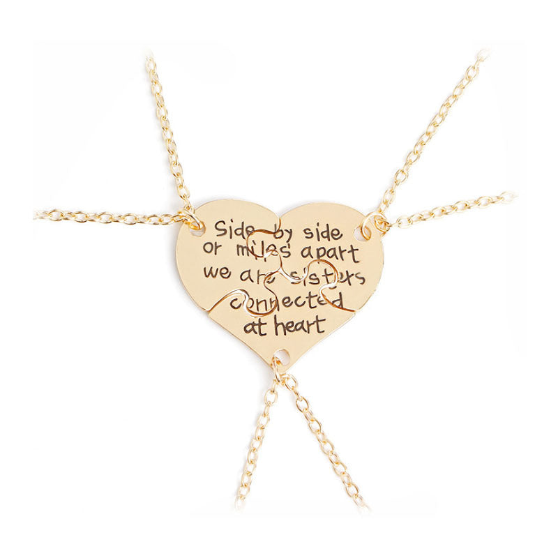Good Friend Female Stitching Letter Diamond Heart Necklaces