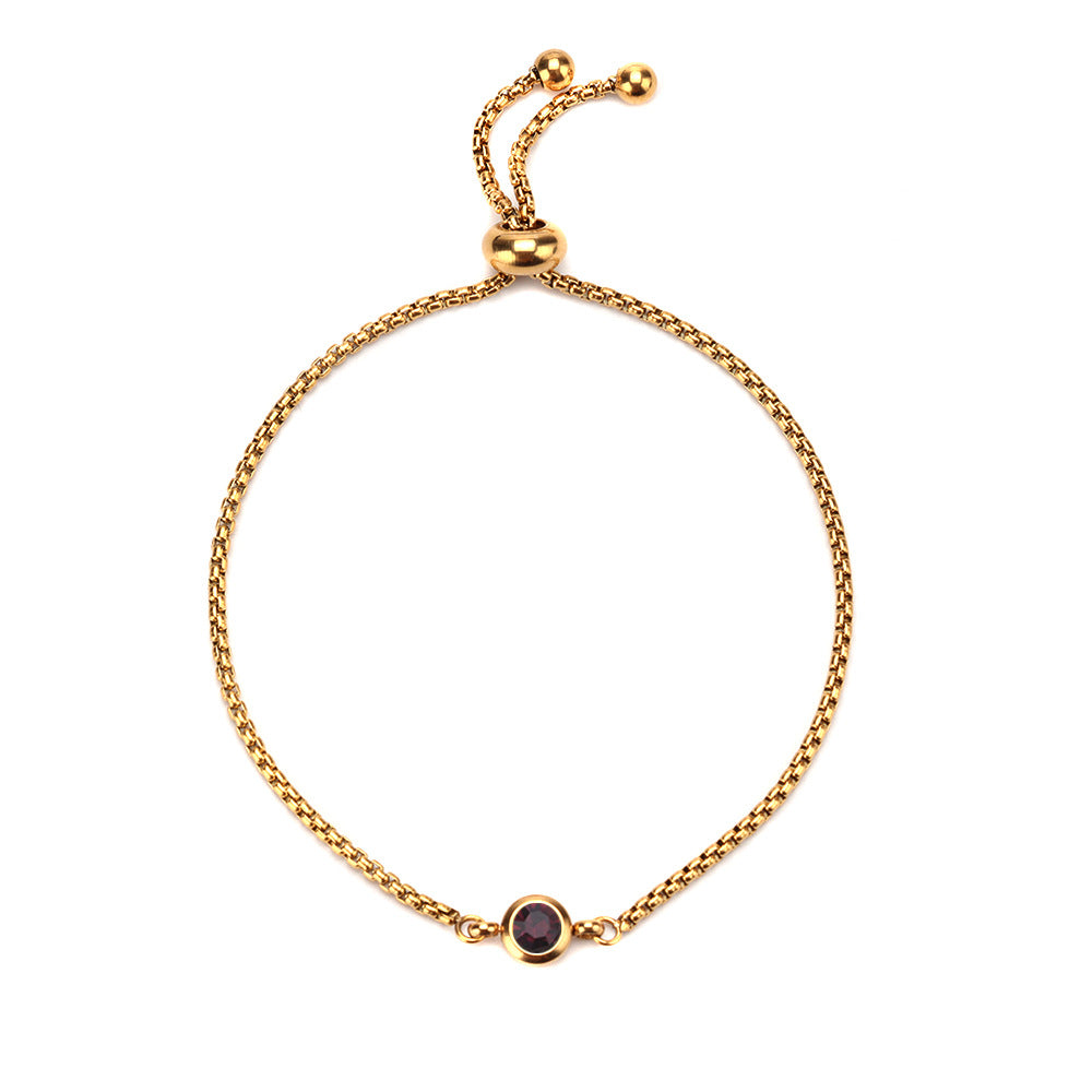 Women's Simple Stainless Steel Twee Birthstone Mother's Bracelets