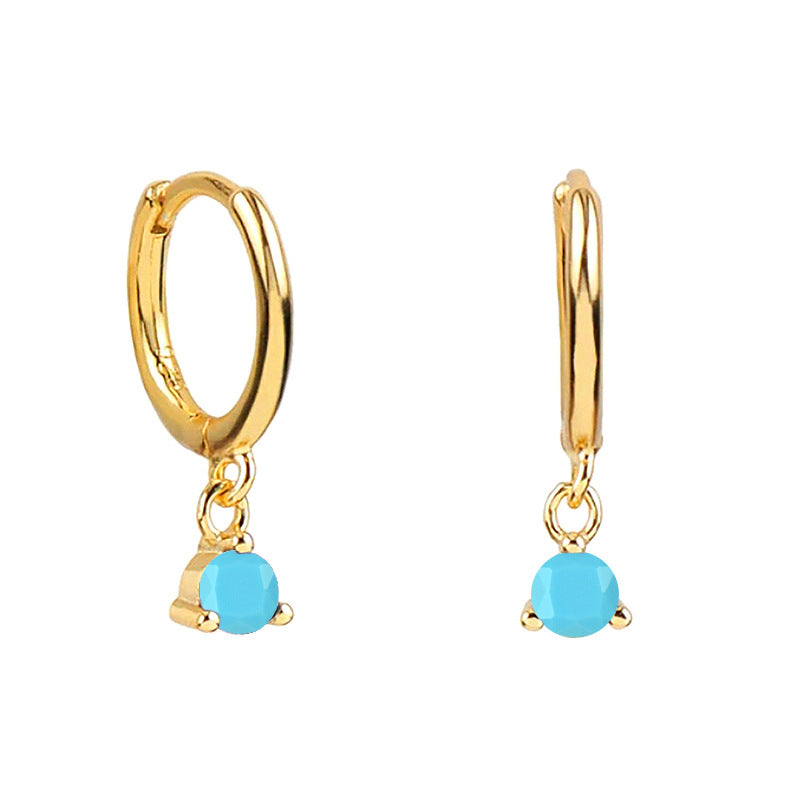 Light Luxury Sier Needle Geometric Ear Female Water Drop Leaf Stud Earrings