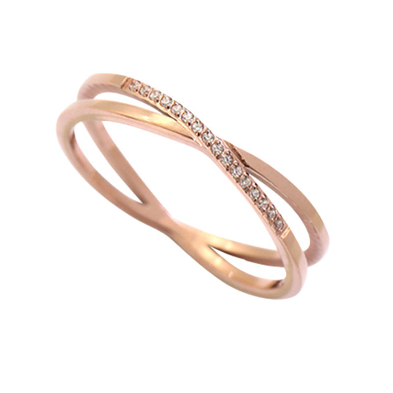 Women's Diamond Plated Rose Gold Fashion Personalized Index Rings