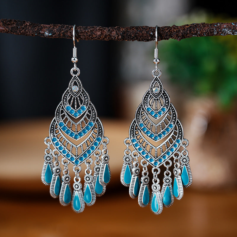 Spot Drill Drop Oil Vintage Craft Earrings