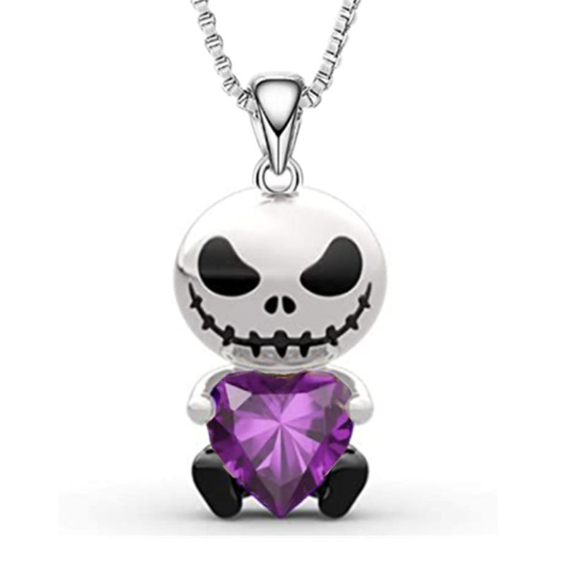 Women's Demon Heart Crystal Smile For Card Necklaces