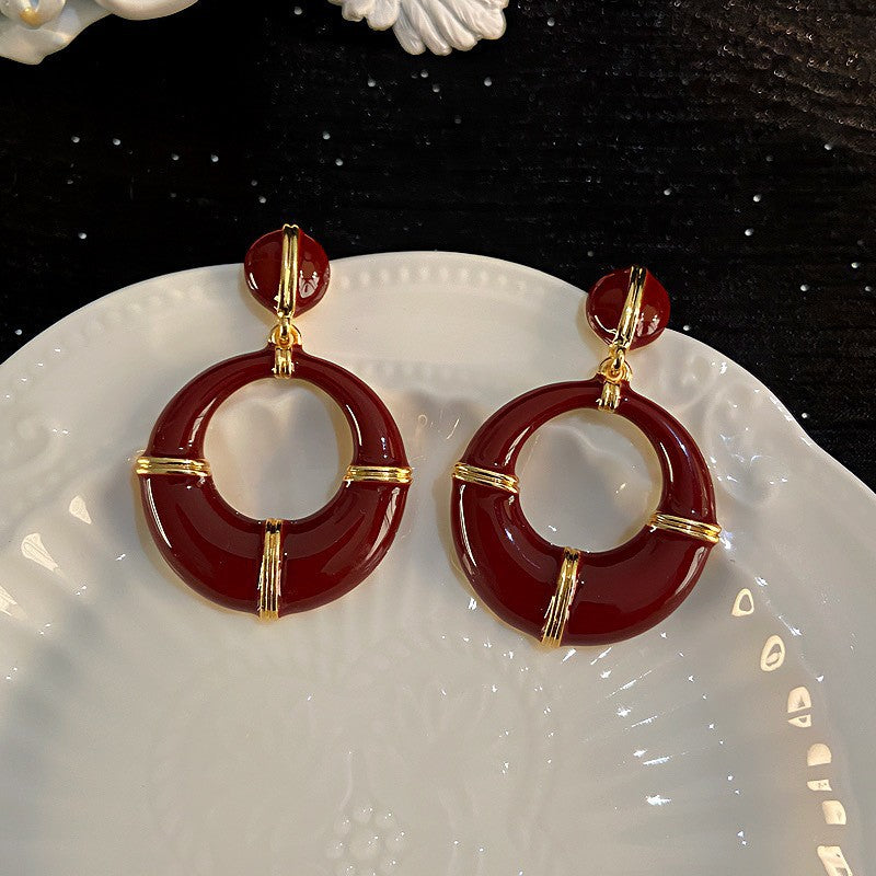 Oil Oval Geometric French Retro Special Earrings