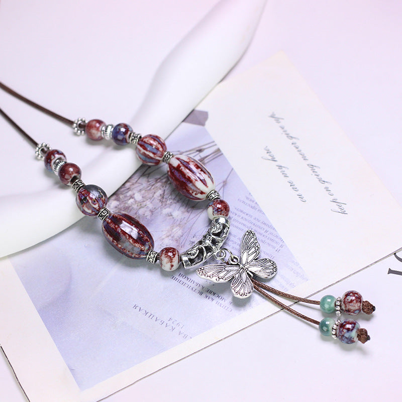 Ceramic Sweater Chain Jewelry Beaded Chinese Female Light Luxury Necklaces
