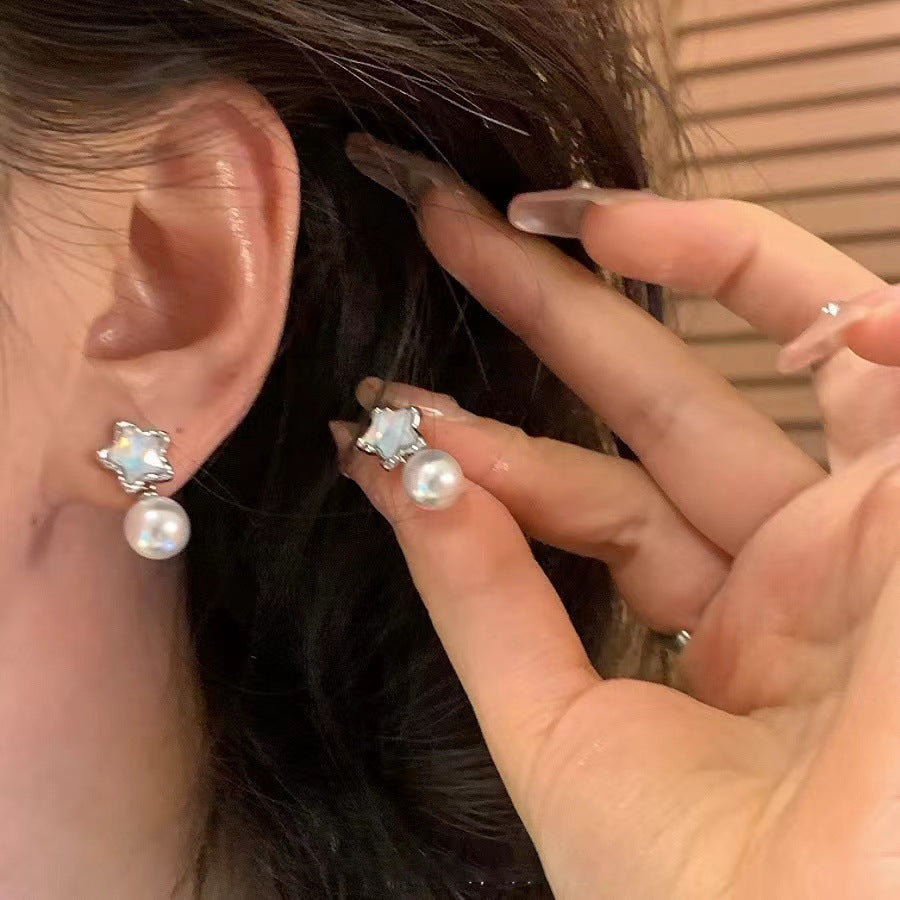 Women's Pearl Ear Sier Needle High-grade Light Earrings