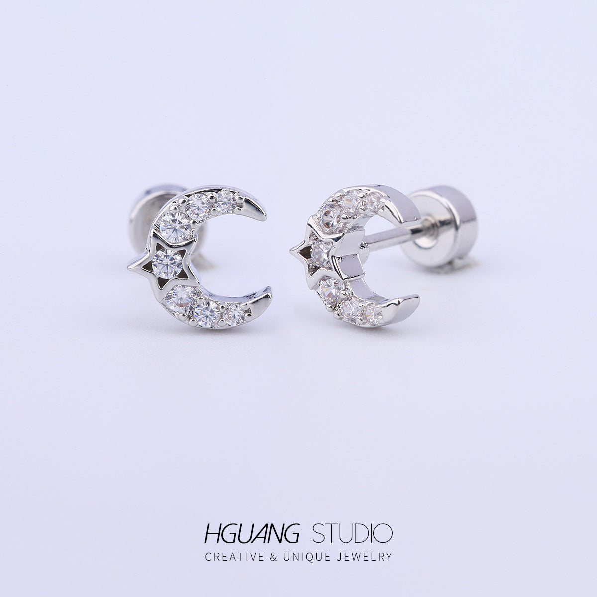Steel Gold Micro Inlaid Zirconium Ear Earrings