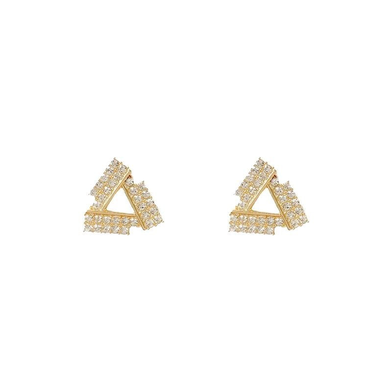 High-grade Light Luxury Rhinestone Fashionable Temperamental Triangle Stud Earrings