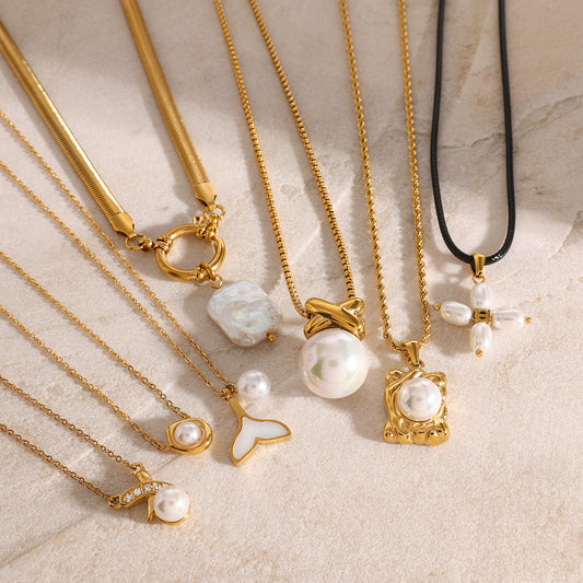 Women's Stainless Steel Pearl High-grade Ornament Clavicle Chain Necklaces