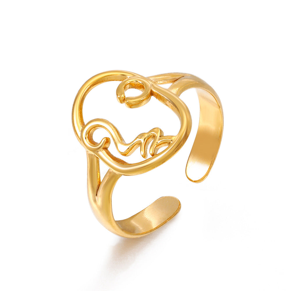 Women's Popular Stainless Steel Geometric Ellipse French Retro Rings