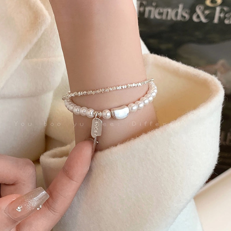 Women's Pieces Of Sier Pearl Twin High-grade Light Bracelets