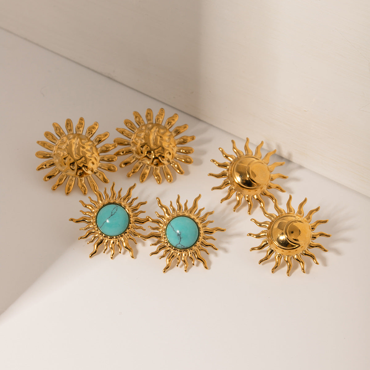 Style Personality Gold Stainless Steel Inlaid Earrings