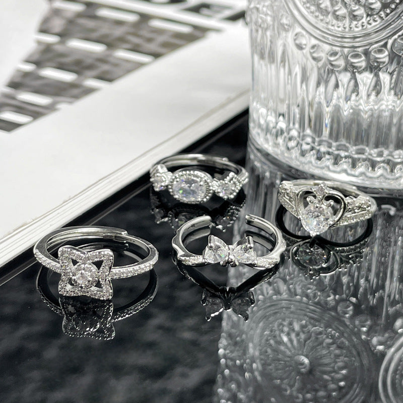 Women's Crown Bow Stylish Opening Cold Style Rings