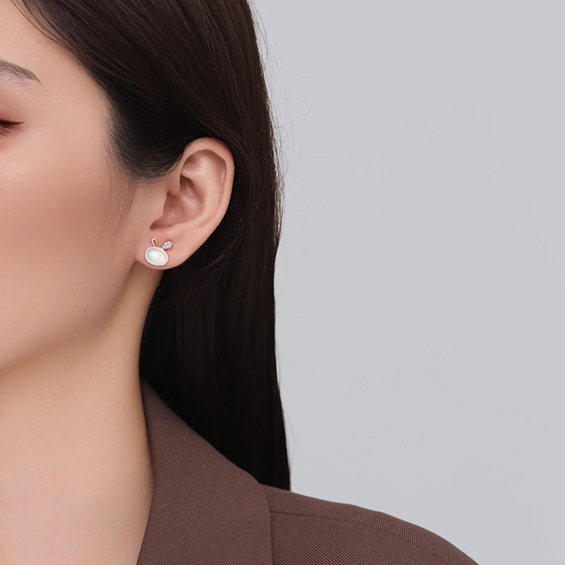 Opal Four Leaf Clover Ear Pure Sier Rings