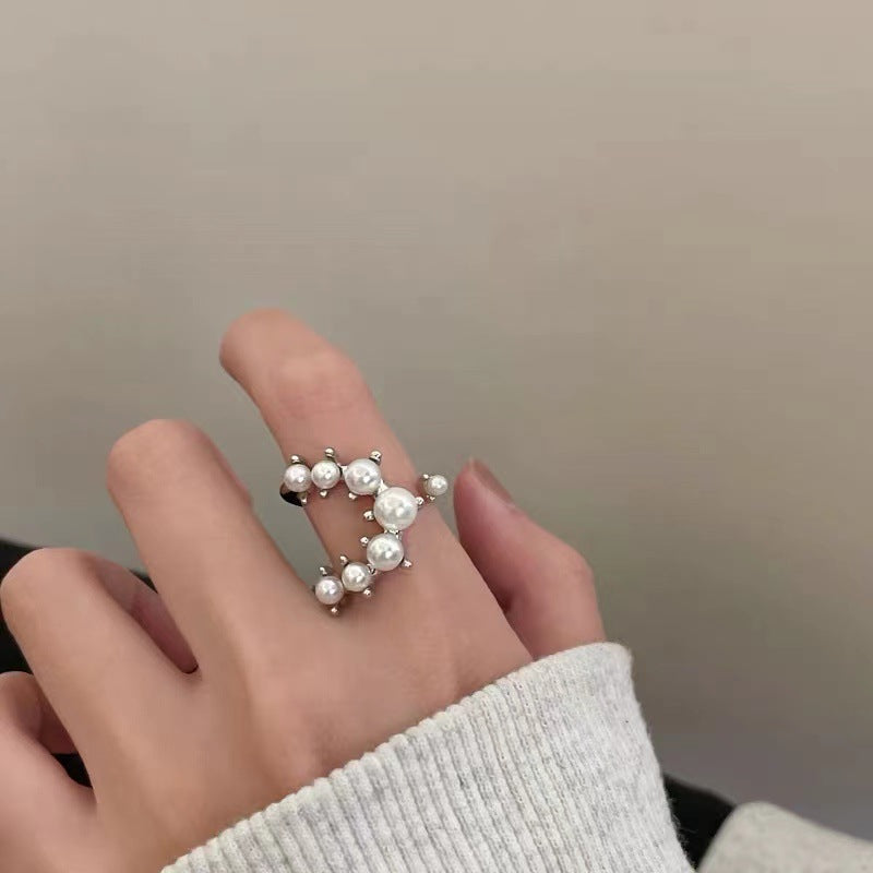 U-shaped Hollow Open-end Pearl Index Finger Rings