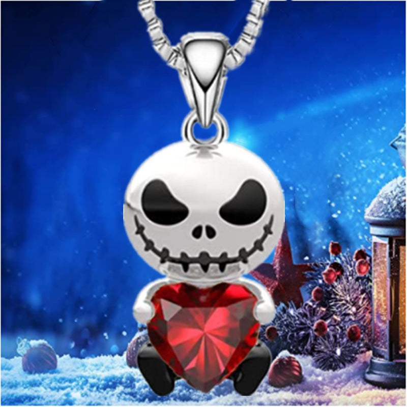 Women's Demon Heart Crystal Smile For Card Necklaces