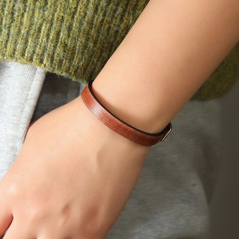 Cattle Leather Lettering Light Board Male Bracelets