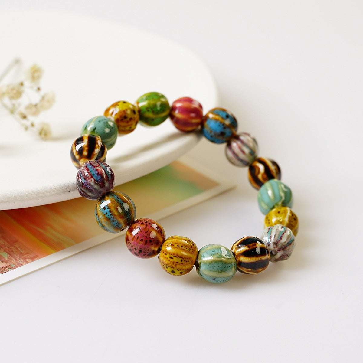 Ceramic Trinkets Flower Glaze Beads Characteristic Bracelets