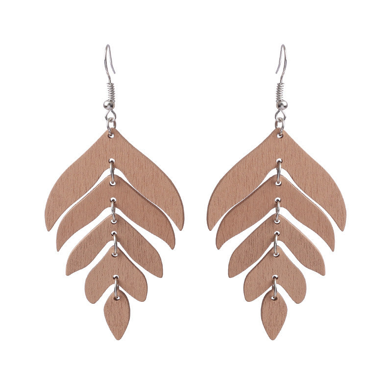 Fashion Retro Style Wooden Long Eardrops Earrings