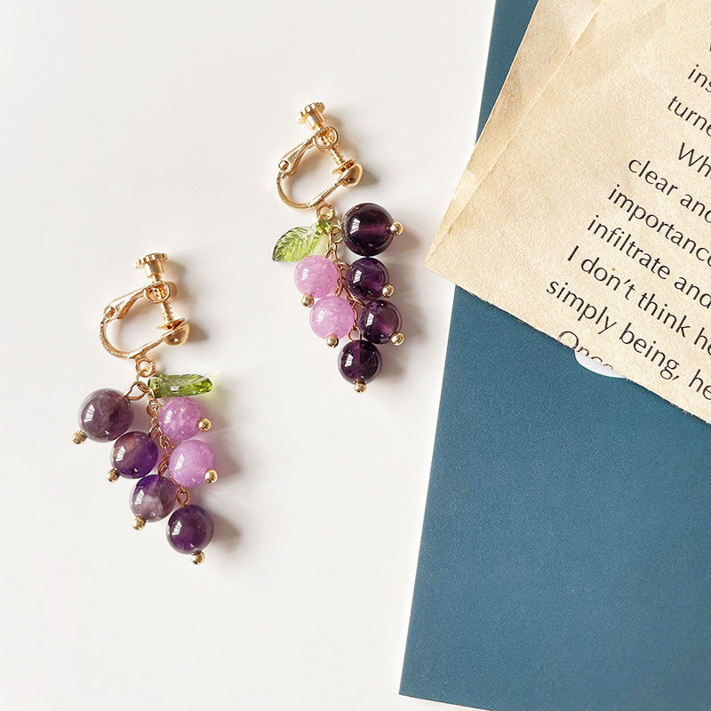Fresh Female Ear Clip Sweet Temperament Purple Rings