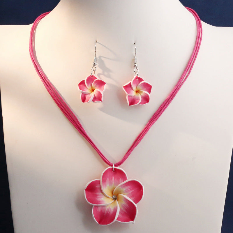 Women's Rich Flower Wax Rope Temperament Suite Necklace