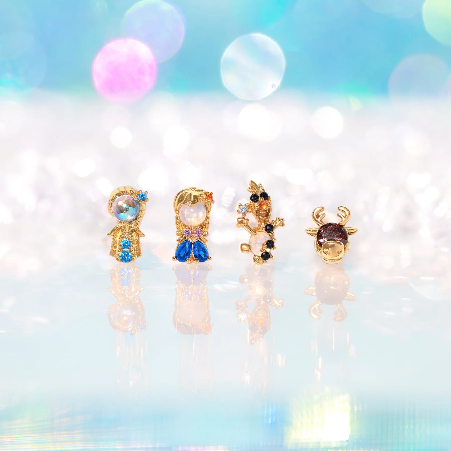 Frozen Little Princess Fashion Colorful Zircon Earrings