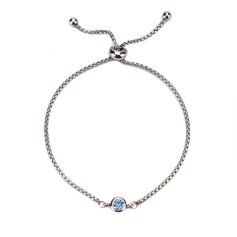 Women's Simple Stainless Steel Twee Birthstone Mother's Bracelets