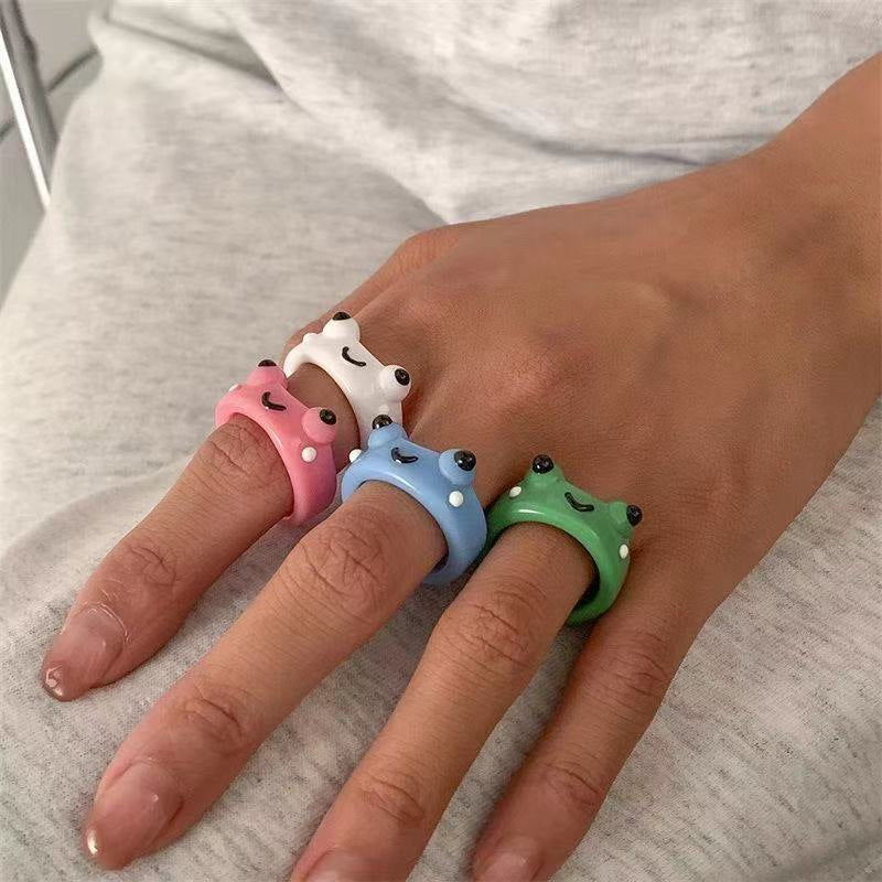 Frog Green Pair For Couple Resin Rings