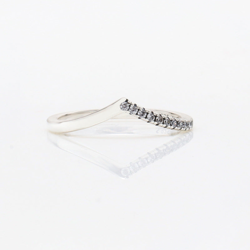 Sier-plated Unilateral Pave Bone Affordable Luxury Rings
