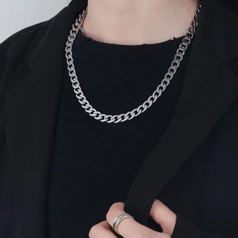 Stainless Steel Cuban Link Chain Simple Couple Street Necklace