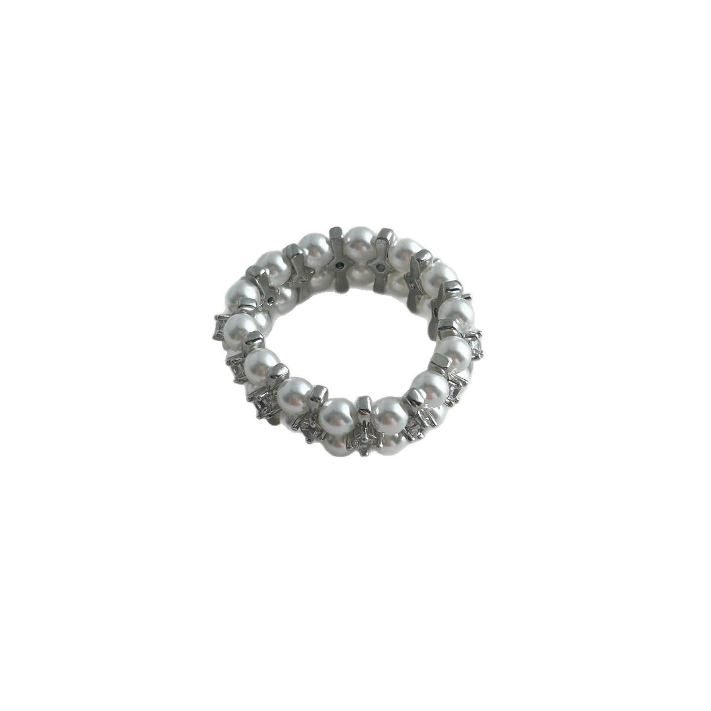 Light Luxury Micro Inlaid Zircon Pearl With Elastic High Sense Rings