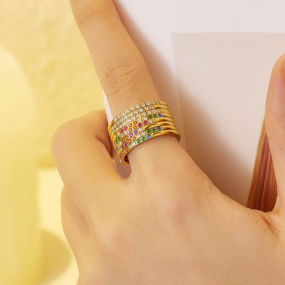 Female Ultra Fine Zircon Titanium High Rings