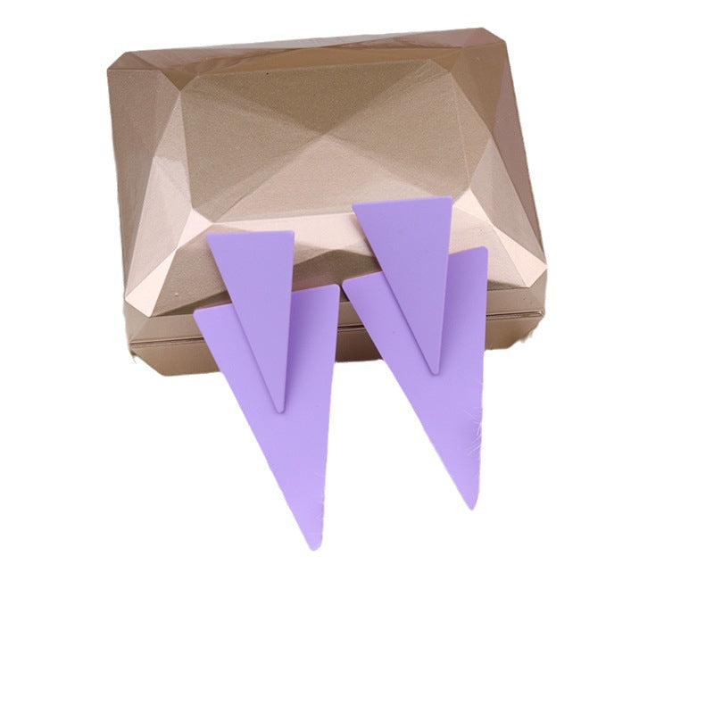 Triangle Stitching Spray Paint High Profile Earrings