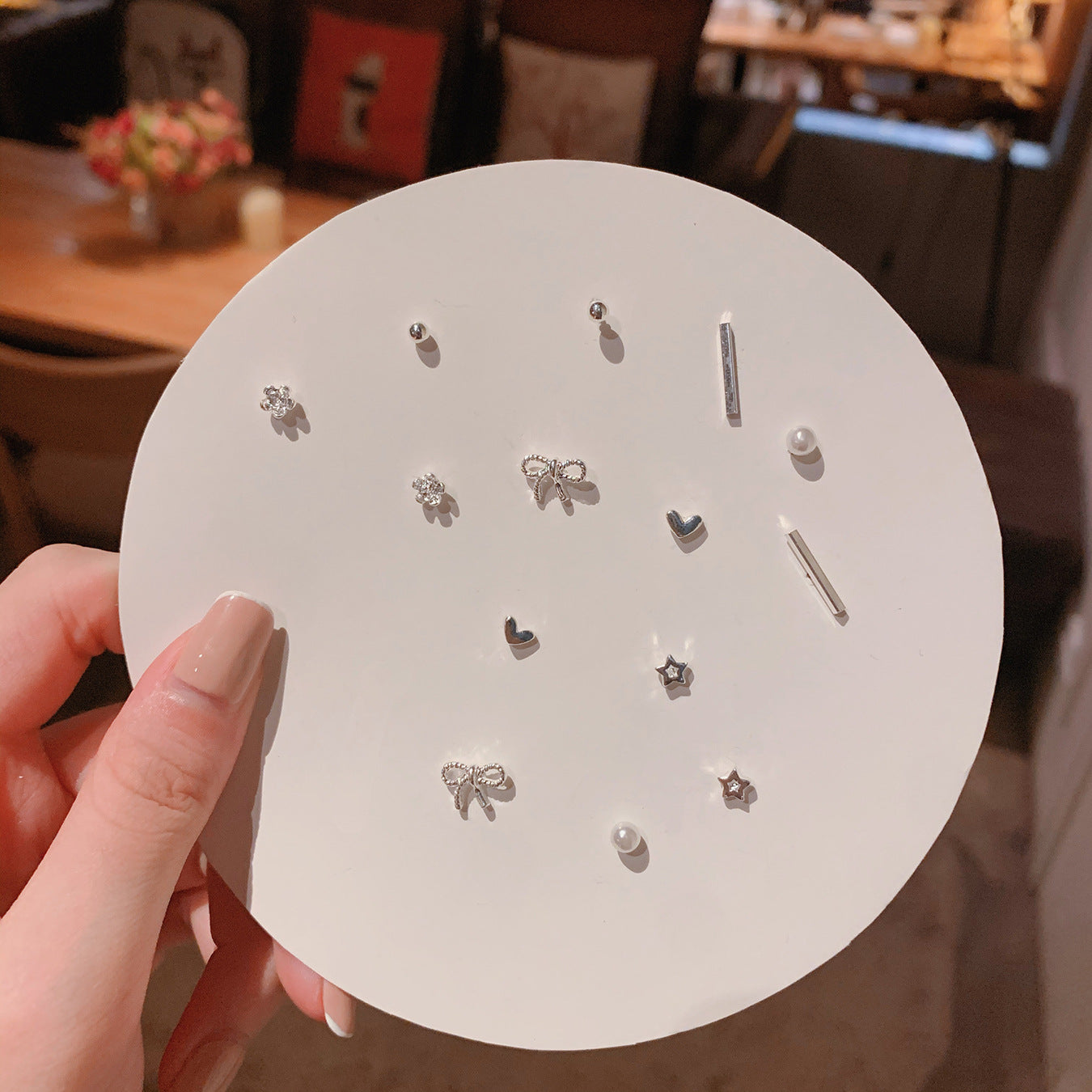 Pair Pack Sier Suit Cute Sweet Earrings