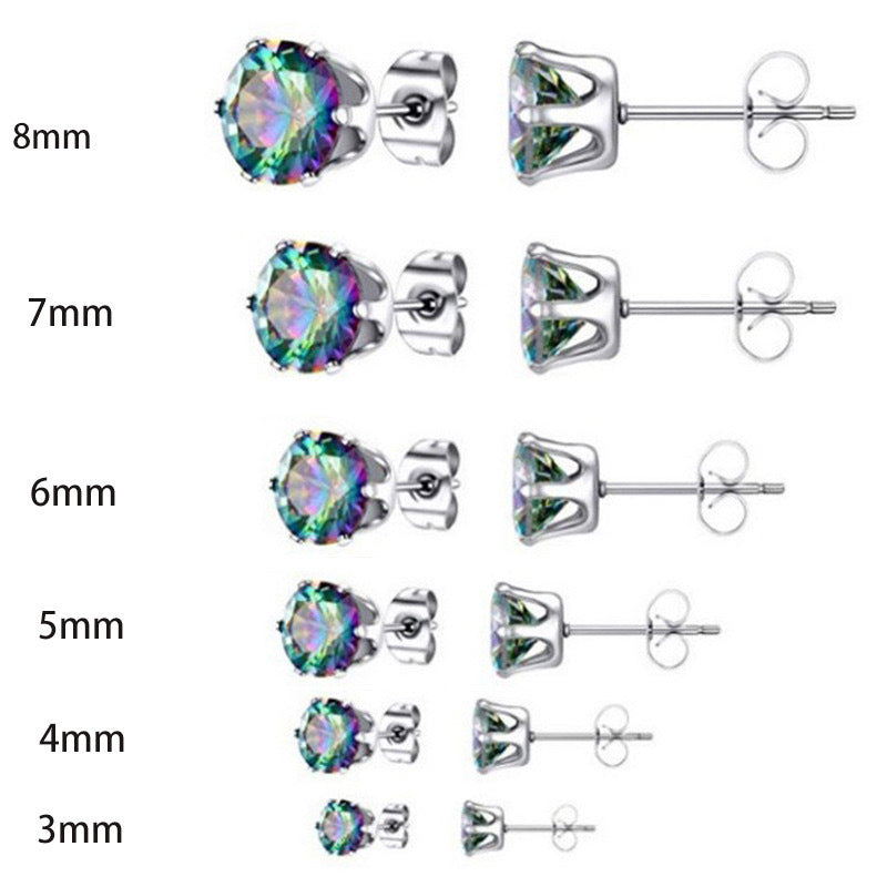 Hot Titanium Steel White Zircon Gold Earrings