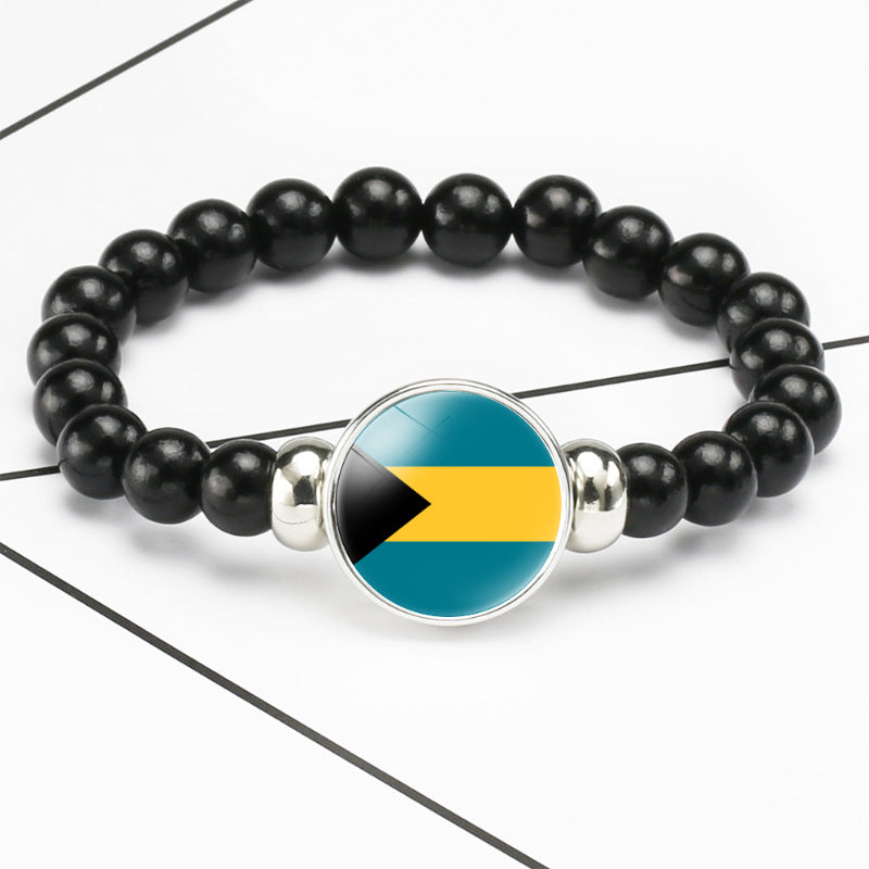 Pattern Time Stone Black Elastic String Bracelets