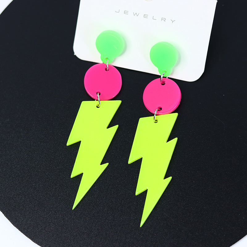 Women's Lightning Ear Fluorescent Color Design Contrast Personality Earrings