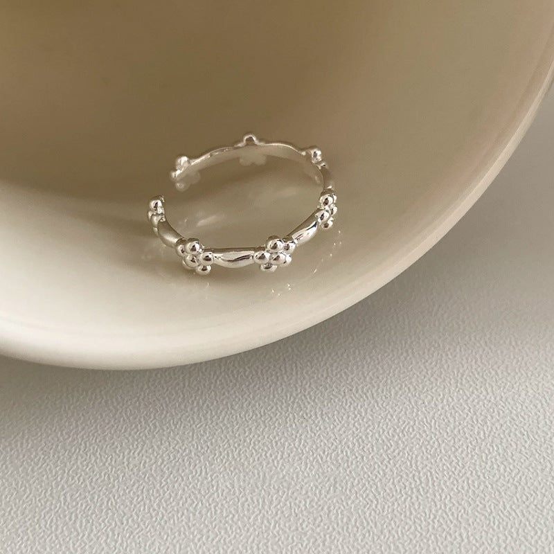 Style Little Flower Brushed Metal Open Female Fresh Simple Rings