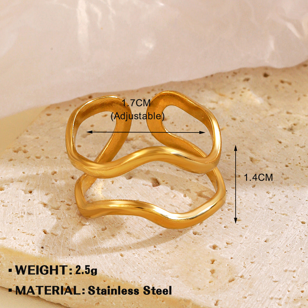Open Personalized Hip Hop Gold Plated Irregular Rings