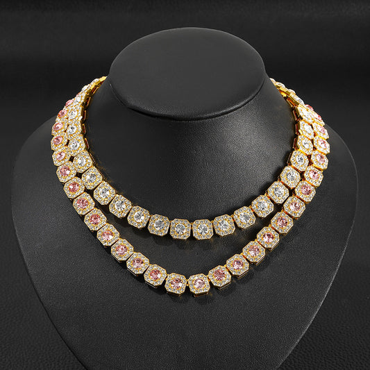 Women's & Men's Sapphire Alloy Rock Candy Cuban Link Necklaces
