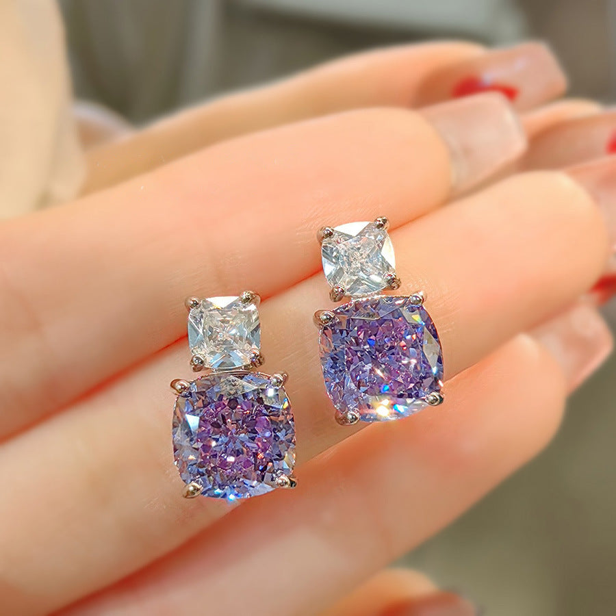 Women's Luxury Fashion Versatile Pink Diamond Purple Jewelry Set