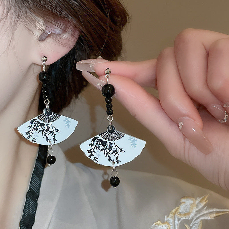 Chinese Style Flower Bamboo Tassel Fashion Trend Ear Hook Earrings