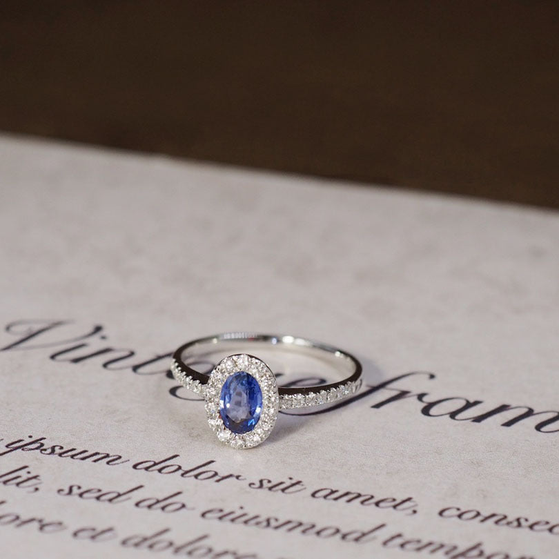 Women's Sier Gold-plated Diamond Blue Fashion Personalized Rings