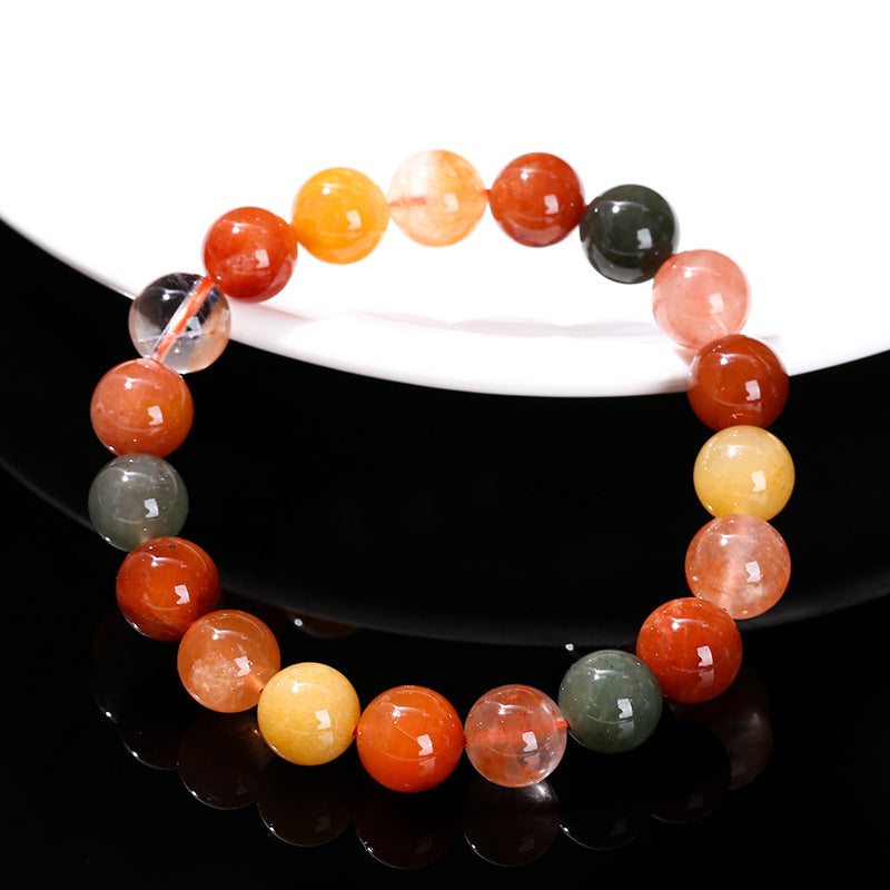 Natural Fu Lu Shou Crystal Simple Color Rabbit Fur Bracelets